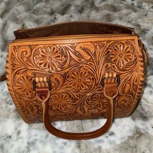 American Darling Tooled Leather Small Duffel Handbag